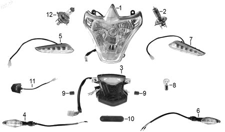 Diagrama Luces para moto Italika 125Z 2021 — refacciones compatibles