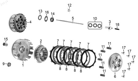 Diagrama Sistema de Embrague para moto Benelli 180S 2023 — refacciones compatibles