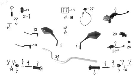 Diagrama Manubrio — Ensamble Palanca Izq para moto Benelli 180S 2023-2026