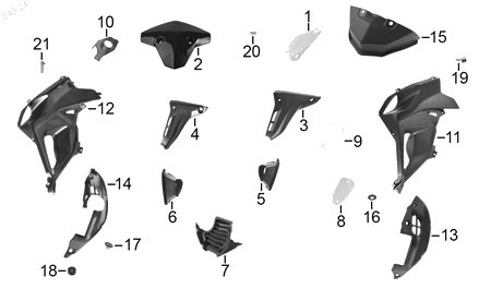 Diagrama Plásticos — Cubierta Decorativa Int Izq para moto Benelli 180S 2023-2026