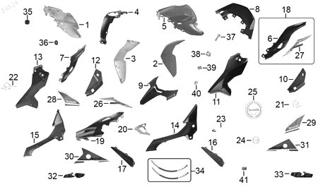 Diagrama Plásticos de color — Cubierta Inf Izq Tanque para moto Benelli 180S 2023-2026