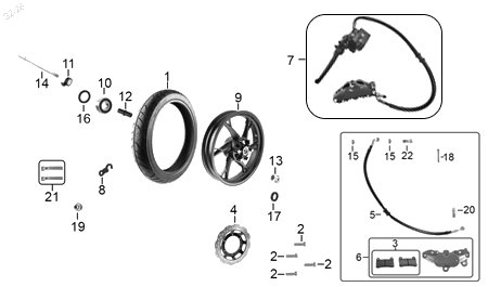 Diagrama Rueda delantera — Tuerca M12 para moto Benelli 180S TNT 15 2023-2026