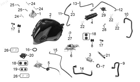 Diagrama Tanque de Combustible para moto Benelli 180S 2023 — refacciones compatibles