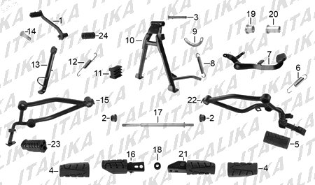 Diagrama Pedales y Posapiés Italika 200Z 2019