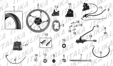 Diagrama Rueda Trasera Italika 150ZMS 2025
