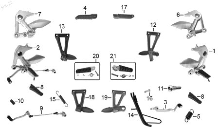 Diagrama Pedales y Posapiés Italika 250SZ 2023