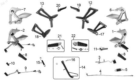 Diagrama Pedales y Posapiés Italika 250Z 2016