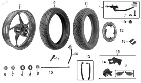 Diagrama Rueda Trasera Italika 250Z NEGRA 2017