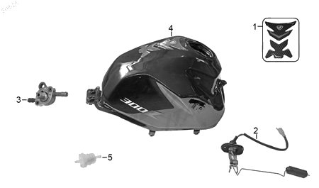 Diagrama Tanque de Combustible para moto Italika 300Z GPS 2027 — refacciones compatibles