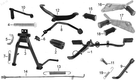 Diagrama Pedales y Posapiés Italika AT110 2016