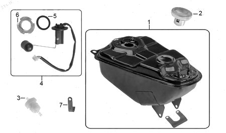 Diagrama Tanque de Combustible para moto Italika XT110 GRAFITO 2015 — refacciones compatibles