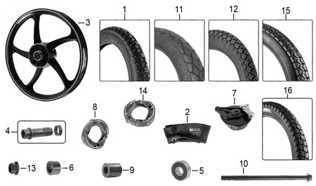 Diagrama Rueda Trasera para moto Italika XT110RT 2020 — refacciones compatibles