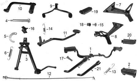 Diagrama Pedales y Posapiés Italika AT110SPORT 2015
