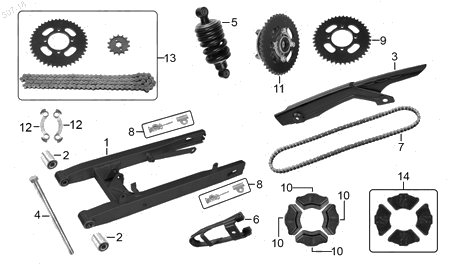 Diagrama Amortiguación Trasera y Suspensión Italika AT110SPORT 2015