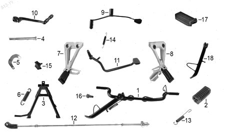 Diagrama Pedales y Posapiés Italika AT125RT 2021