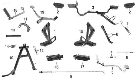 Diagrama Pedales y Posapiés Italika AT110RTLED 2016