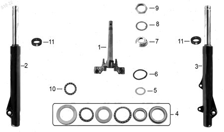 Diagrama Amortiguación Delantera y Dirección Italika XT 110 2015