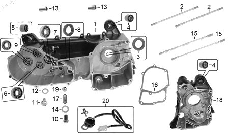 Diagrama Cárter Italika ATV150 CON REVERSA 2019
