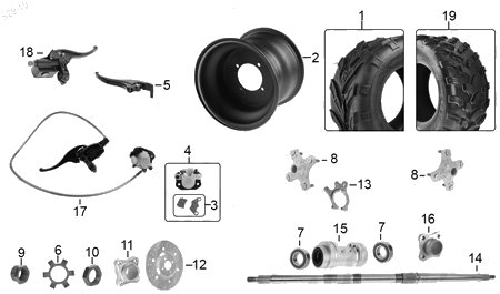 Diagrama Rueda Trasera Italika ATV150 CON REVERSA 2019