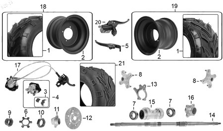Diagrama Rueda Trasera Italika ATV150 SPORT CON REVERSA 2015