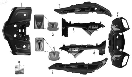 Diagrama Plásticos de Color para moto Italika ATV200 2027 — refacciones compatibles