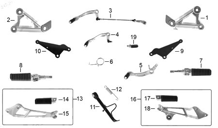 Diagrama Pedales y Posapiés Italika BLACKBIRD 2023