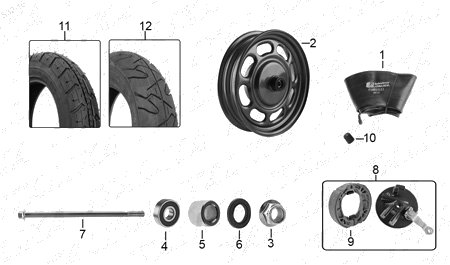 Diagrama Rueda Delantera para moto Italika D125 2021 — refacciones compatibles