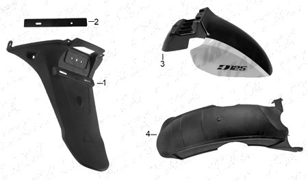 Diagrama Salpicaderas para moto Italika D125 2019 — refacciones compatibles