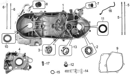 Diagrama Cárter para moto Italika D150 2027 — refacciones compatibles
