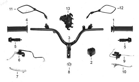 Diagrama Manubrio para moto Italika D150 2027 — refacciones compatibles