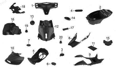 Diagrama Plásticos para moto Italika D150 2027 — refacciones compatibles