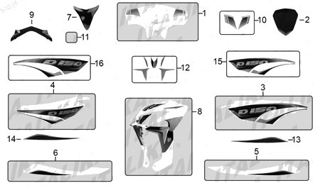 Diagrama Plásticos de Color para moto Italika D150 2027 — refacciones compatibles