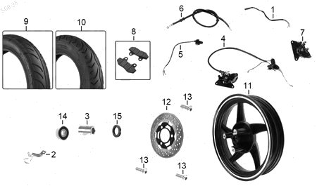 Diagrama Rueda Delantera para moto Italika D150 2027 — refacciones compatibles