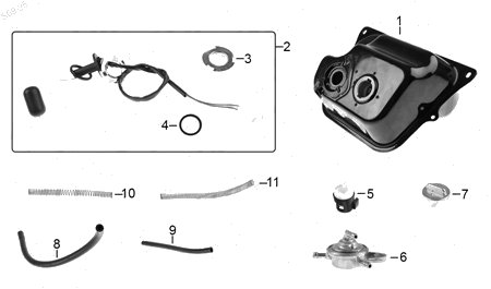 Diagrama Tanque de Combustible para moto Italika D150 2027 — refacciones compatibles
