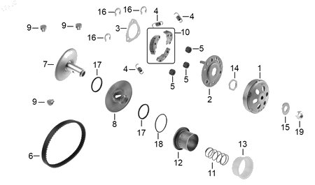 Diagrama Sistema de embrague — Arandela 12.2X29X2.3 para moto Hero DASH 125 XOOM 110 2022-2027