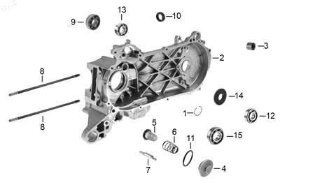 Diagrama Carter — Componente Carter Izq para moto Hero DASH 125 2023-2027