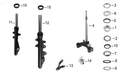 Diagrama Amortiguación delantera y dirección — Soporte Reflector para moto Hero DASH 125 2022