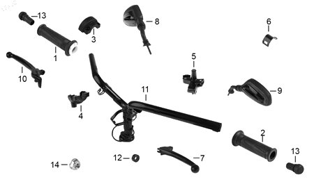Diagrama Manubrio — Abrazadera Inf Acelerador para moto Hero DASH 125 2022-2027