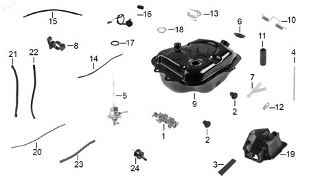 Diagrama Tanque de combustible — Tanque Combustible para moto Hero DASH 125 2022-2027