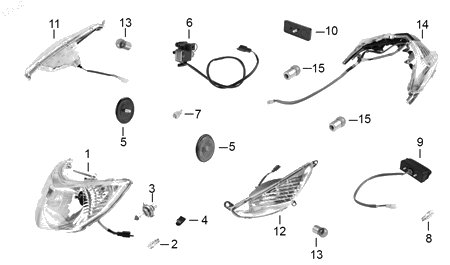 Diagrama Luces — Faro Posicion Del para moto Hero DASH 125 2023-2027