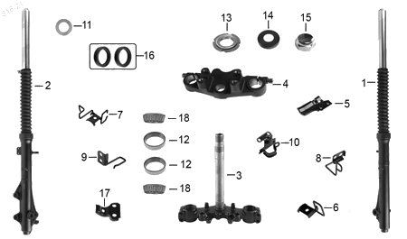 Diagrama Amortiguación Delantera y Dirección Italika DM150 2025