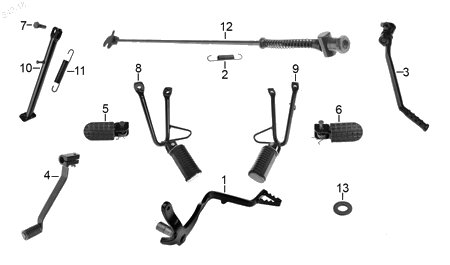 Diagrama Pedales y Posapiés Italika DM150 SPORT 2020