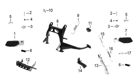 Diagrama Pedales y Posapiés Italika DRAG STR 180 2026