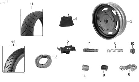 Diagrama Rueda Trasera para moto Italika DS150G 2020 — refacciones compatibles