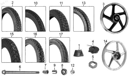 Diagrama Rueda trasera ( f 15 ) — Zapatas Freno Tras para moto Italika FT125TS DT125 SPORT FT150TS 2015-2027
