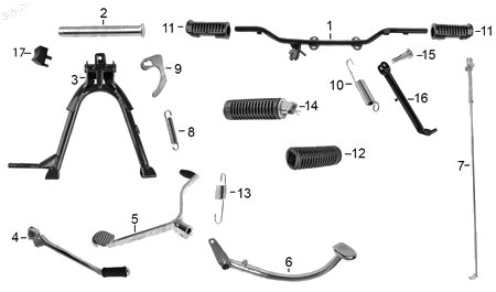 Diagrama Pedales y Posapiés Italika DT150 2021