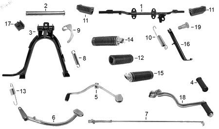 Diagrama Pedales y Posapiés Italika DT150 DELIVERY 2018