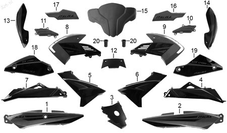 Diagrama Plásticos de Color Italika DT200 SPORT 2017