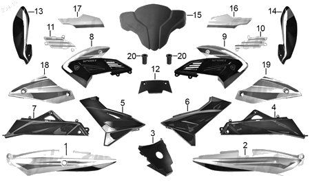 Diagrama Plásticos de Color Italika DT250 SPORT 2020