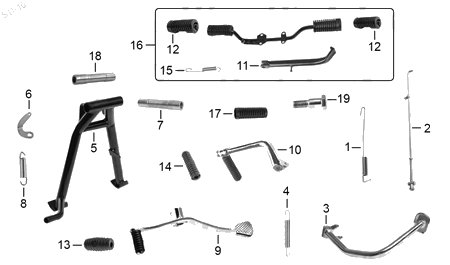 Diagrama Pedales y Posapiés Italika DT90 2017